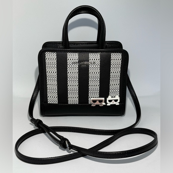Karl Lagerfeld Black/White/ Gray Paris Maybelle Mini Top Handle - Picture 9 of 9